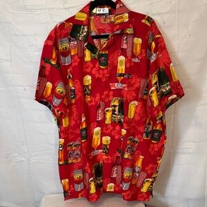 V.H.O. XXL Funky Hawaiian Button Down short-sleeve shirt with beer bottle print